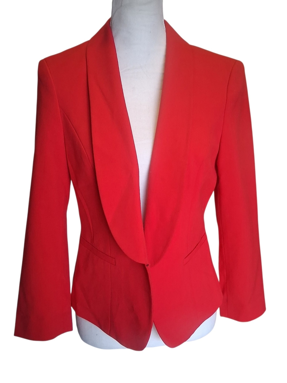 Women's Red Shawl Collar Blazer - Tailored Fit